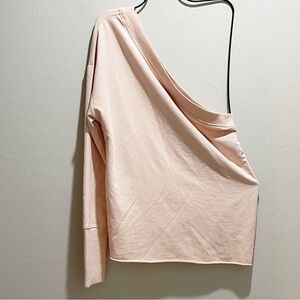SUNDAYS Women’s Pink French Terry Sweatshirt One Shoulder Thumb Holes Size 3 (L)